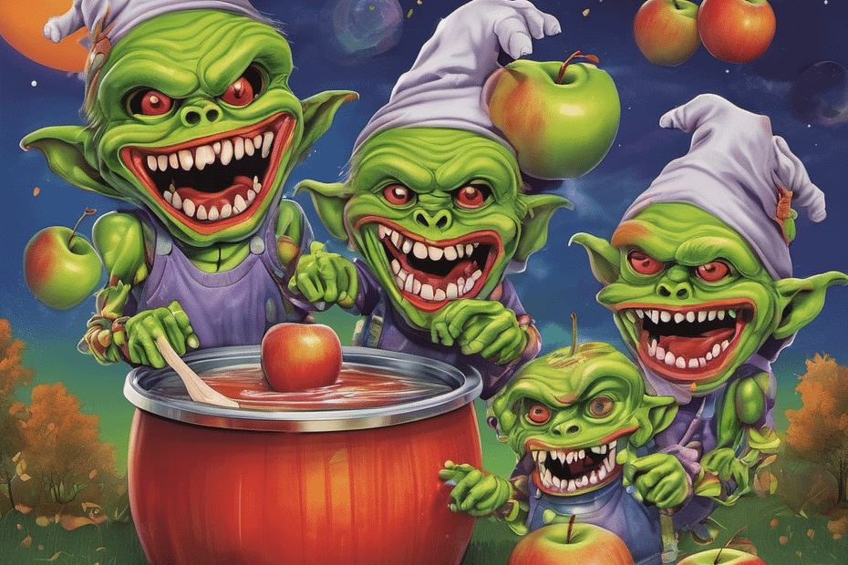 Here was have several goblins bobbing for apples. And they're welcome to it.